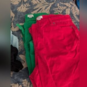 Lot Of Crown & Ivy Pink and Green Corduroy Pants